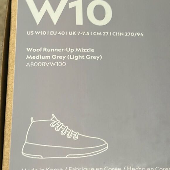 Allbirds Women's Size 10 Wool Runner Up Mizzle Sneakers Medium Gray High Top New - Picture 10 of 10